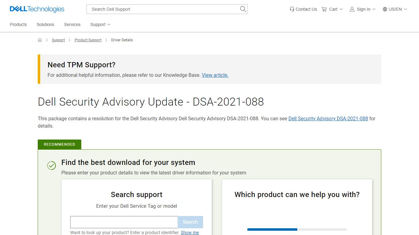 Dell Security Advisory Update - DSA-2021-088