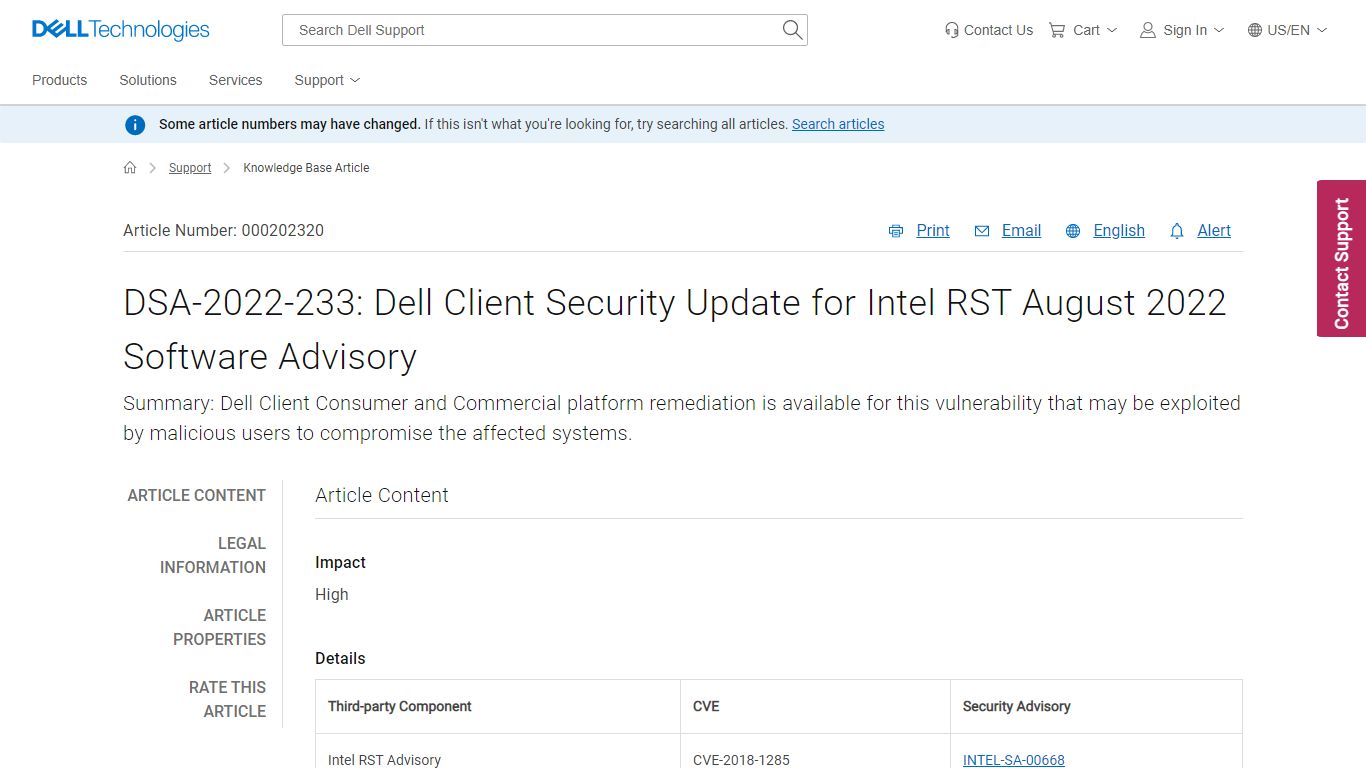 DSA-2022-233: Dell Client Security Update for Intel RST August 2022 ...