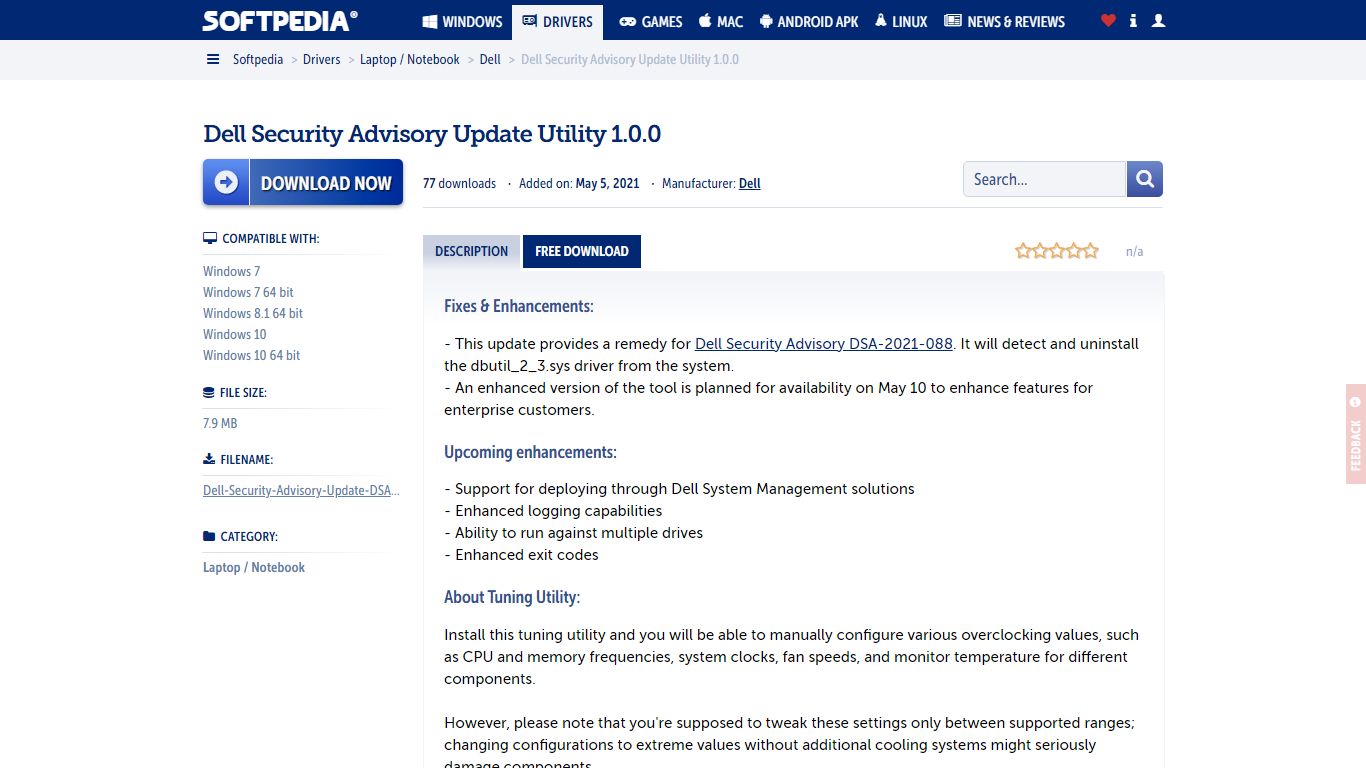 Download Dell Security Advisory Update Utility 1.0.0 for Windows 7 ...